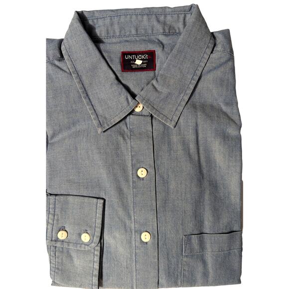 Women’s UNTUCKIT Blue Cotton Blouse Shirt The Valori Size 4 - Small - Picture 1 of 5